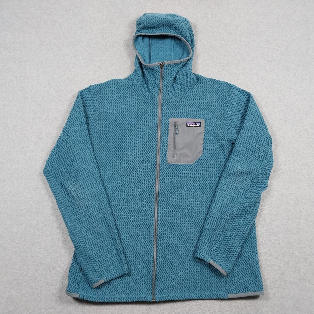 Patagonia R1 Air Hoody Mens XL Wavy Blue Full Zip Hiking Fleece Jacket Hooded